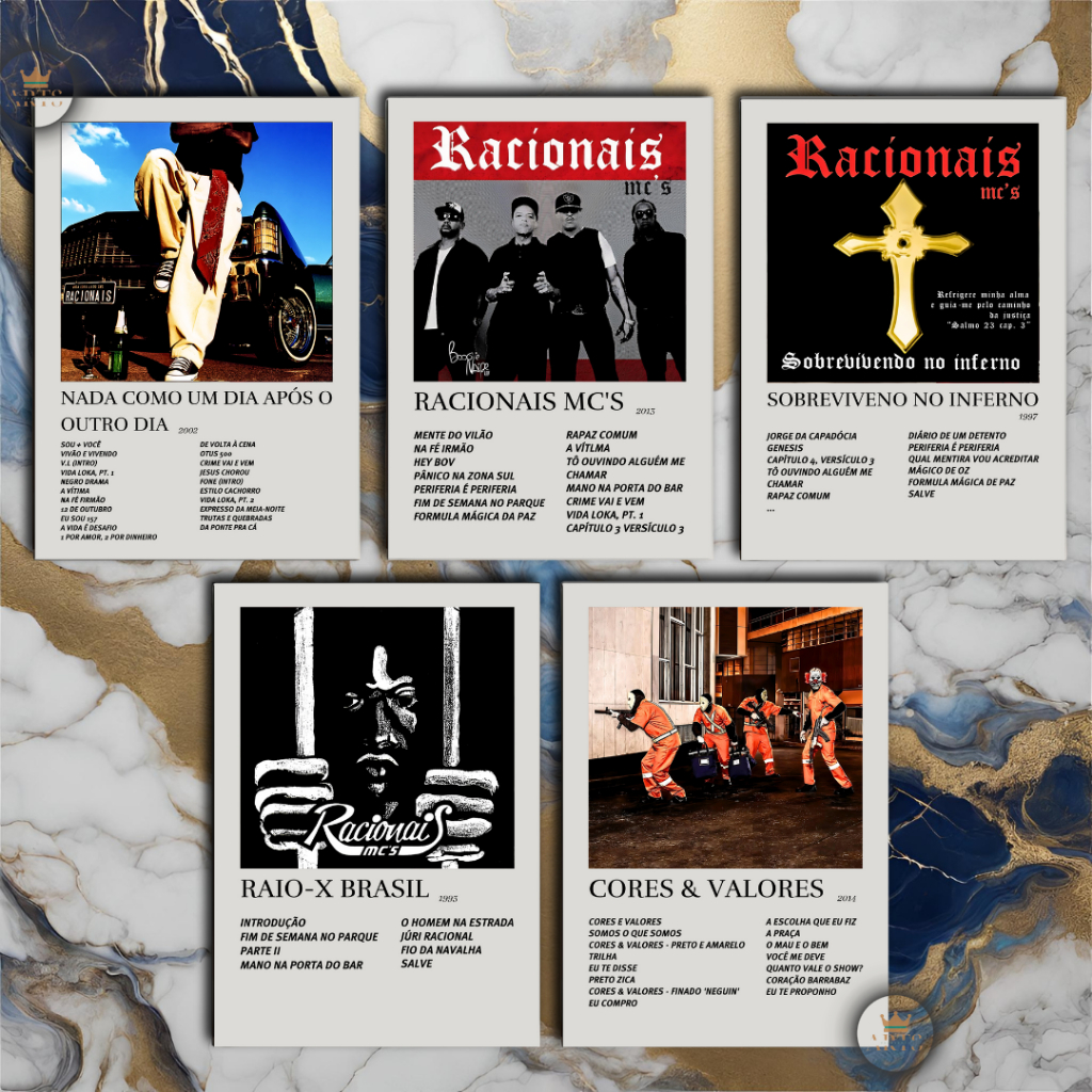 Quadro Decorativo Placas Racionais Quadro Discografia Album em MDF 30x20cm Full HD