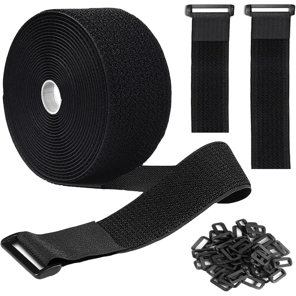 16Ft 2 inch Wide Cable Ties, Jumpso Heavy Duty Hook and Loop Straps with 15 Buckles, Adjustable Straps for Wire, Cord Wr