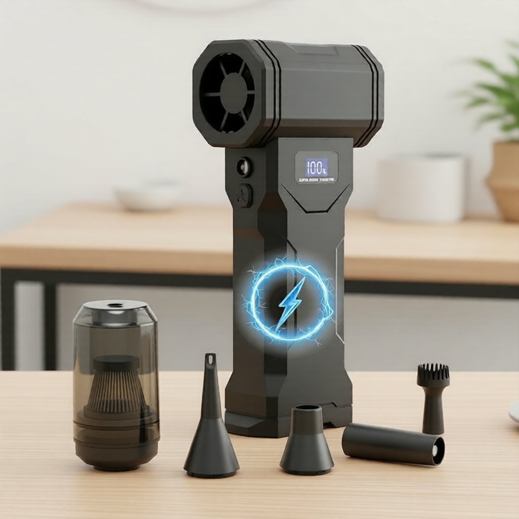 QILIEASY Limpador de ar comprimido sem fio para PC, teclado e câmera; Limpador portátil com display digital LED