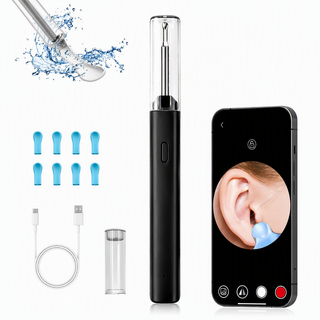 Limpador de Ouvido com Câmera HD Otoscópio Digital Visível Wi-Fi LED Profissional