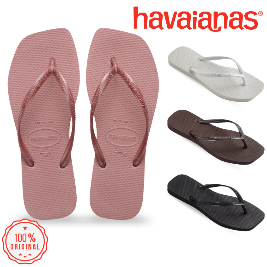 Chinelo Havaianas Slim Square Feminino Original Bico Quadrado Tiras Finas Antiderrapante Borracha
