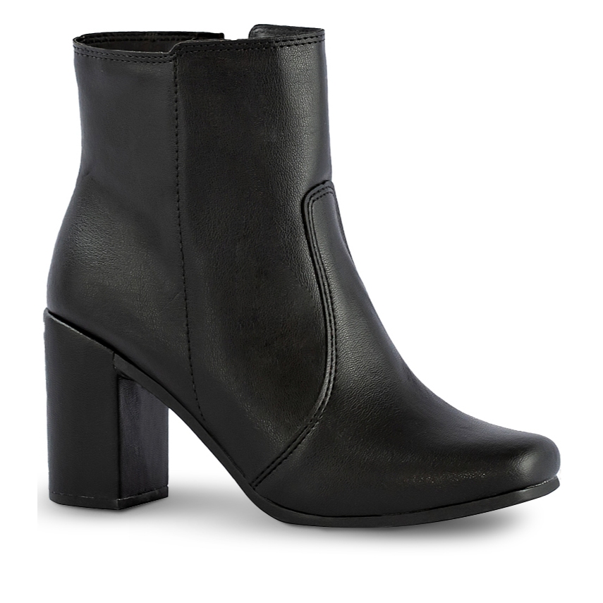 Coturno Feminino Lumiss Confortável Salto Alto Grosso Bota Bico Quadrado Zíper Blogueira Square