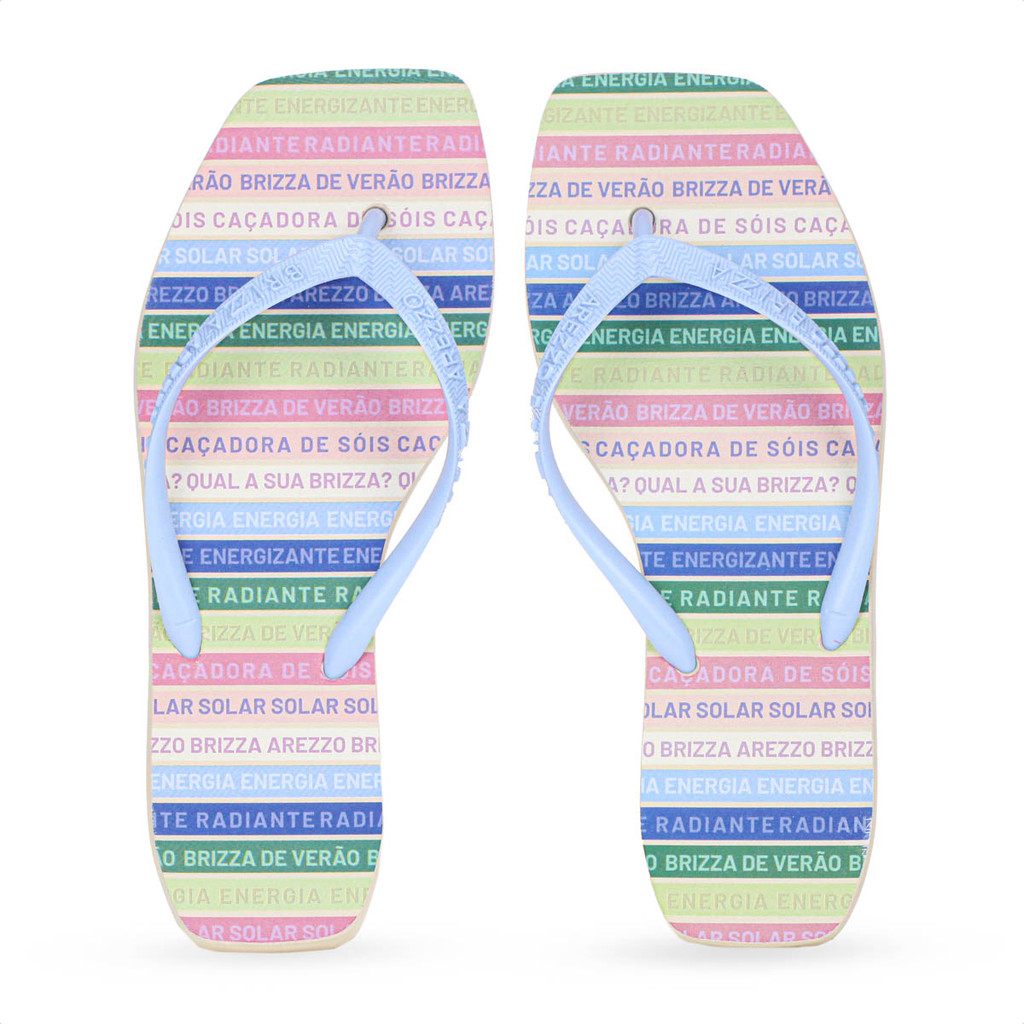 Chinelo Brizza Arezzo Bico Quadrado Square Fitinhas Color Azul - Feminino