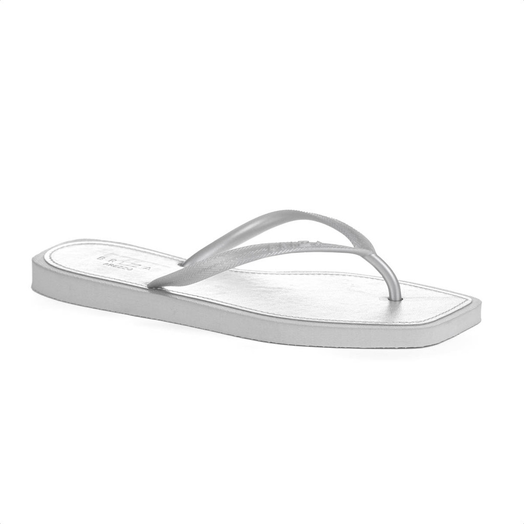 Chinelo Brizza Arezzo Bico Quadrado Metal Square Prata - Feminino