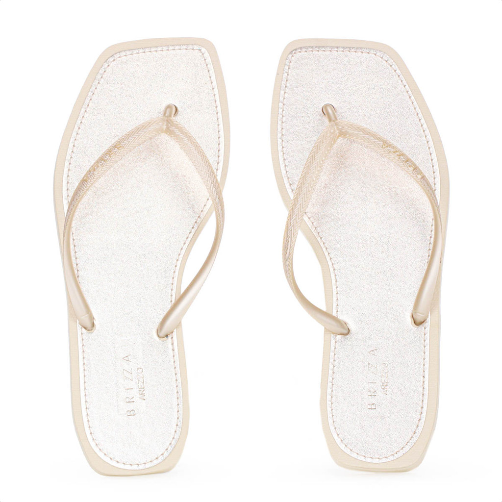 Chinelo Brizza Arezzo Bico Quadrado Metal Square Dourado - Feminino