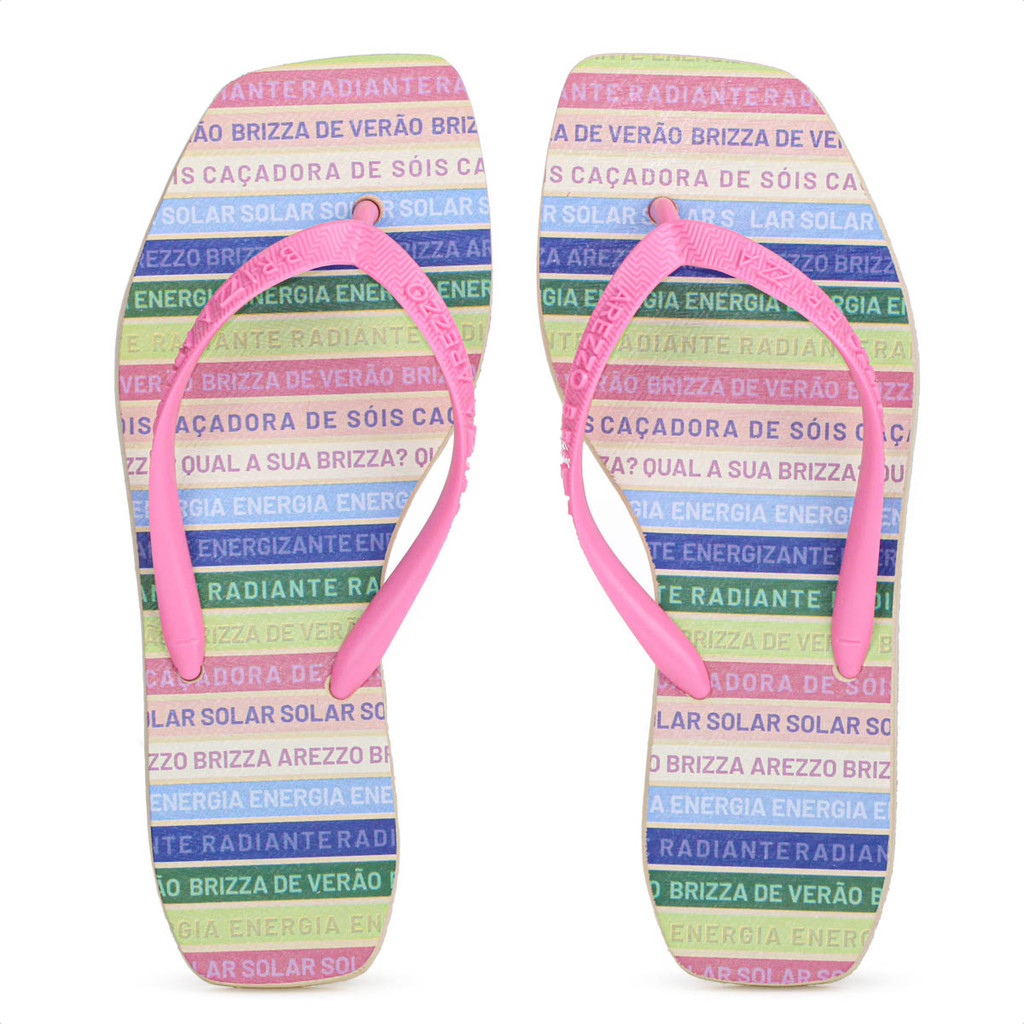 Chinelo Brizza Arezzo Bico Quadrado Square Fitinhas Color Rosa - Feminino