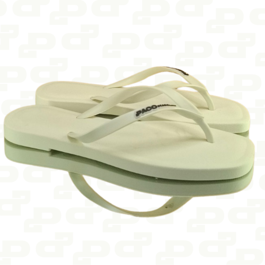 Chinelo Square de Dedo Feminino Bico Quadrado PACO Stasczak - Off White/Preto