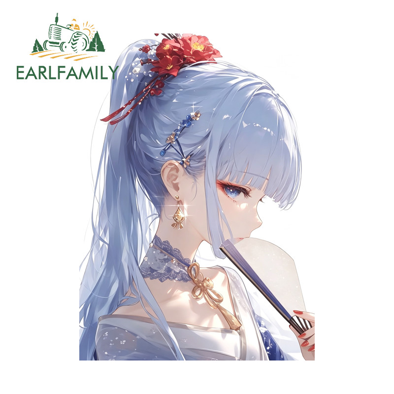 EARLFAMILY Kamisato Ayaka Genshin Impacto Adesivos De Carro Anime Moda Capacete Da Motocicleta Windows Portátil Ar Condi