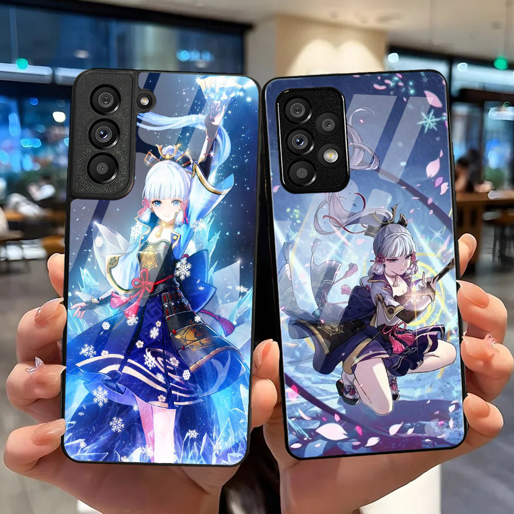 Genshin Impacto Kamisato Ayaka 02 Vidro Temperado Caso De Telefone Para Samsung Galaxy S9 Plus S10 S10e S20 FE S20 S21 S
