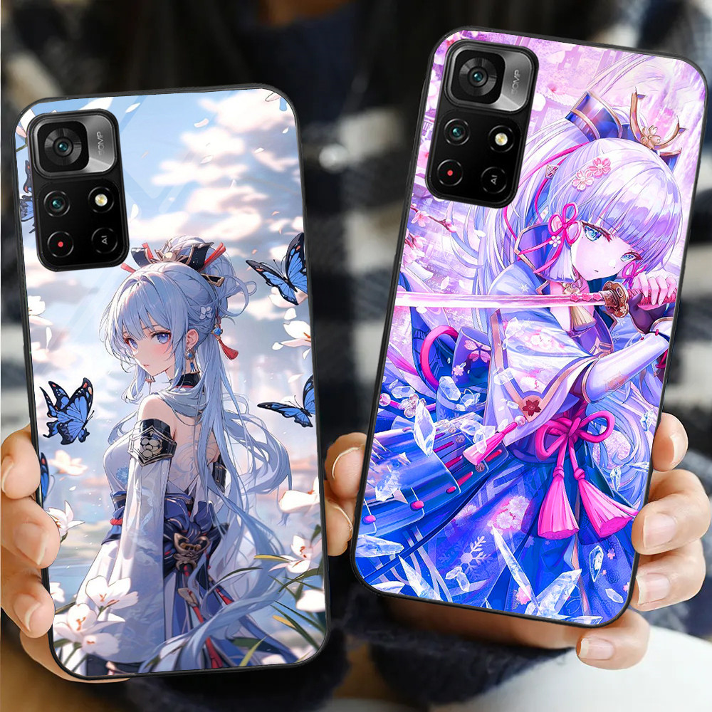 Genshin Impacto Kamisato Ayaka 01 Caso De Telefone Vidro Para Xiaomi POCO F3 F4 F5 M3 M4 M5 M6 4G X3 X4 GT NFC X5 X6 PRO