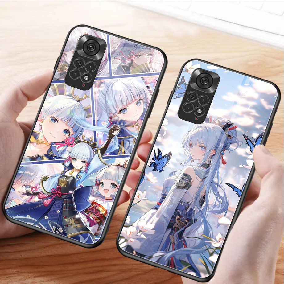 Genshin Impacto Kamisato Ayaka 01 Caso De Telefone Vidro Temperado Para Xiaomi Redmi Nota 13 pro plus 12 4G 11 10 5G 9 C