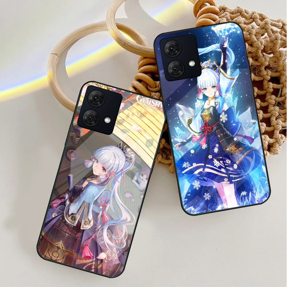Genshin Impacto Kamisato Ayaka 02 Caso De Telefone Vidro Para Motorola Moto G75 G55 G35 G24 G34 G54 G84 G85 G34 Borda 50
