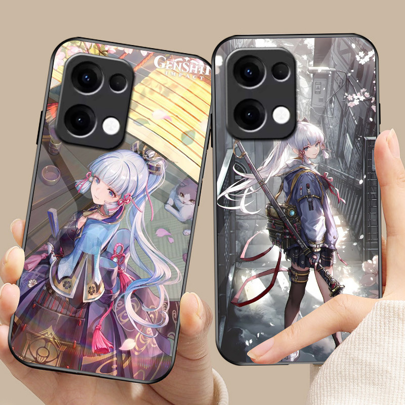 Genshin Impacto Kamisato Ayaka 02 Caso De Telefone Vidro Para Oppo A54 A74 4G A79 5G A94 A3X Reno 11 12 13 11F 12F 13F 1