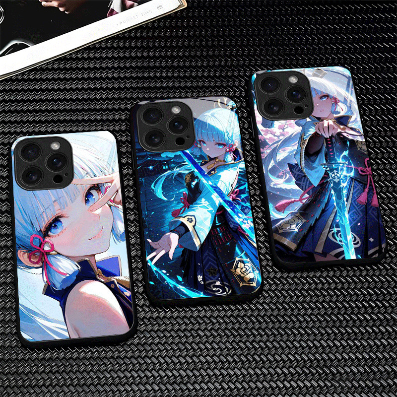 Genshin Impacto Kamisato Ayaka Caso De Telefone Vidro Para iPhone 16 17 15 14 13 Pro Max 12 11 16E XS 7 Plus Capa De Ar