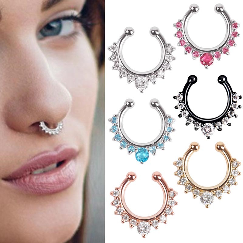Fake Septum Piercing Falso Nariz Ring Hoop Girl Nose Body Clip Rings Non-Pierced Body Jewelry