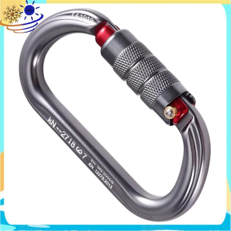 [Le's Shop] O Ring Double Locking Heavy Duty Para Escalada Mosquetão Clips Caribeaner Ganchos Em Cinza Alpinistas