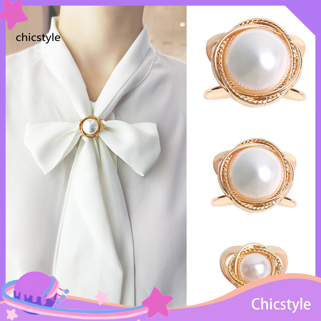 Silk Scarf Holder Smooth Ring Clip for Scarves Elegant Faux Pearl – Slide Buckle for Women’s Shawl Neckerchief Shirt