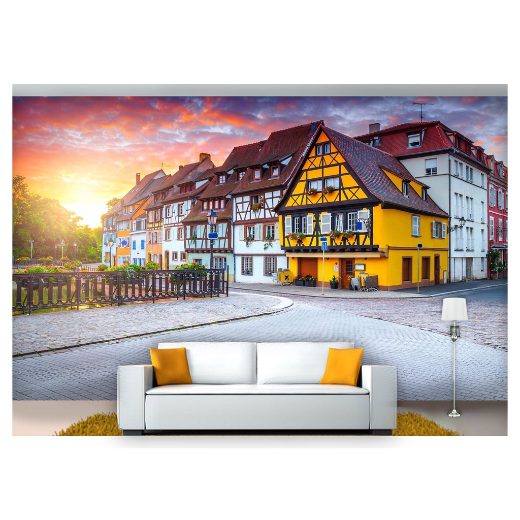 papel de parede Cidade Antiga Flores ruas 3D 10m² CDA50