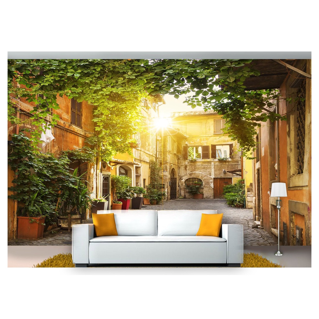 papel de parede Cidade Antiga Flores ruas 3D 10m² CDA27