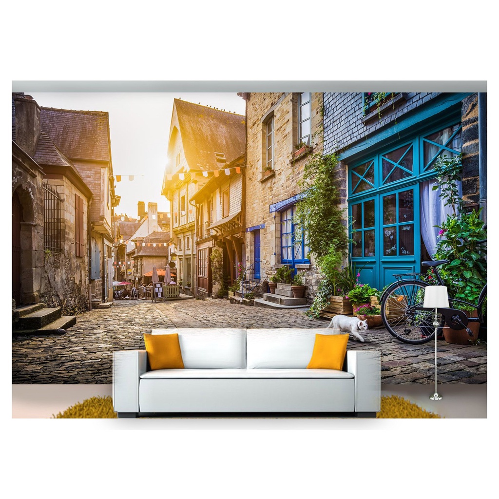 papel de parede Cidade Antiga Flores ruas 3D m² CDA14