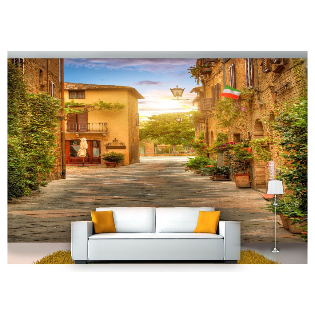 papel de parede Cidade Antiga Flores ruas 3D 10m² CDA24
