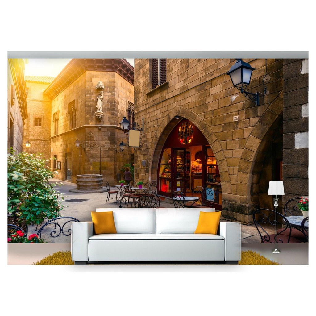 papel de parede Cidade Antiga Flores ruas 3D m² CDA13