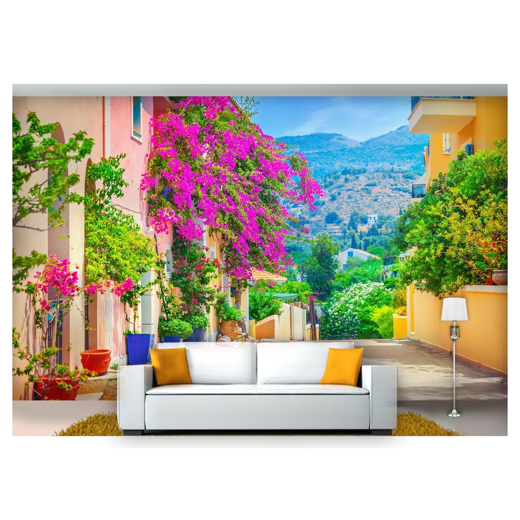 papel de parede Cidade Antiga Flores ruas 3D 10m² CDA21