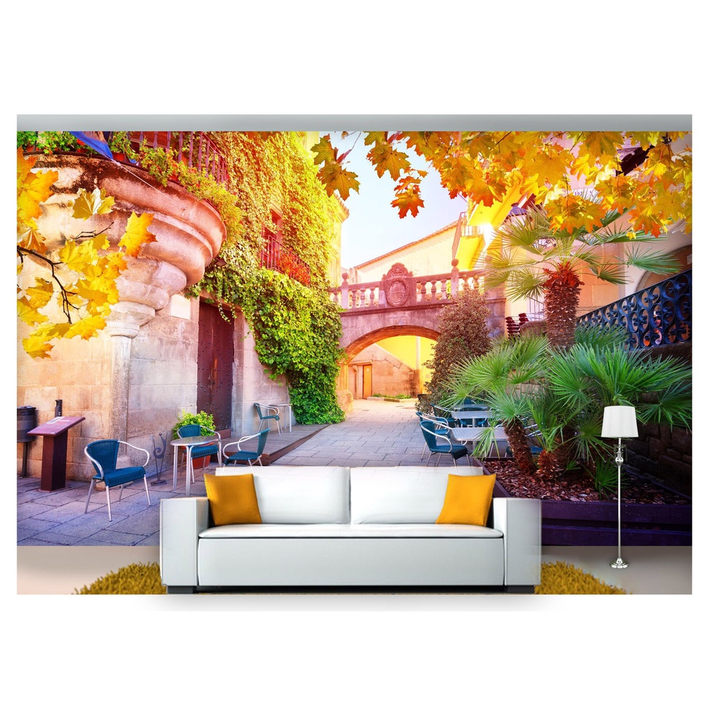 papel de parede Cidade Antiga Flores ruas 3D 6m² CDA53
