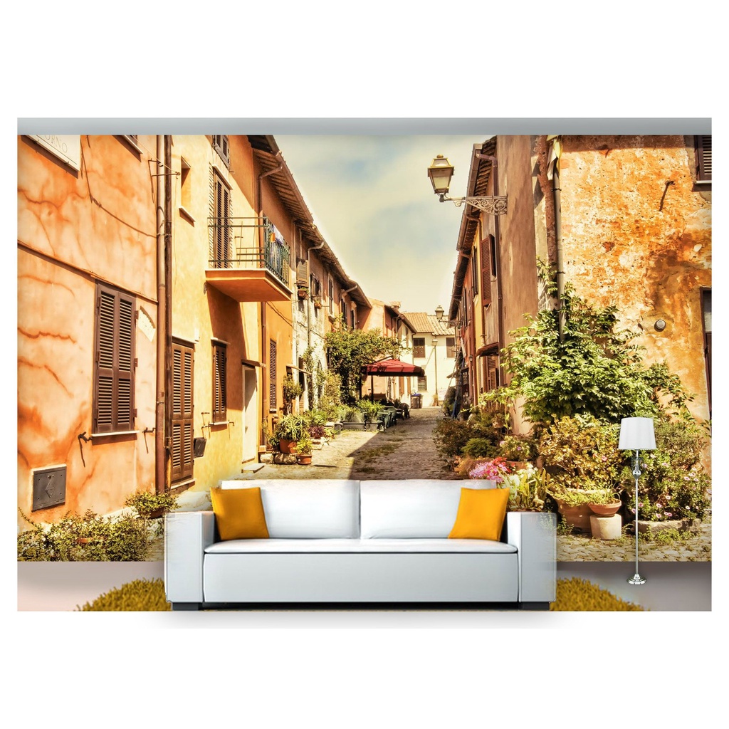 papel de parede Cidade Antiga Flores ruas 3D 7,5m² CDA45