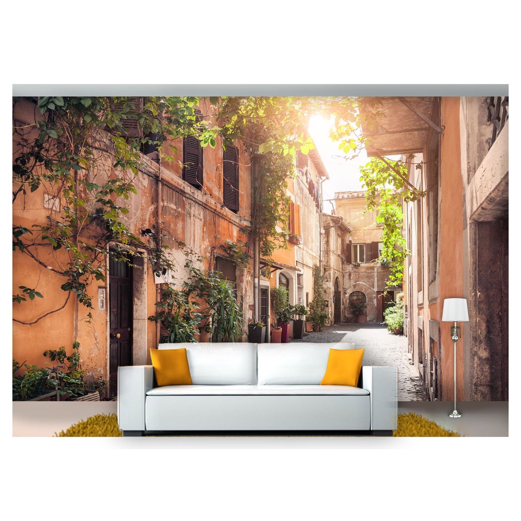 papel de parede Cidade Antiga Flores ruas 3D 6m² CDA26