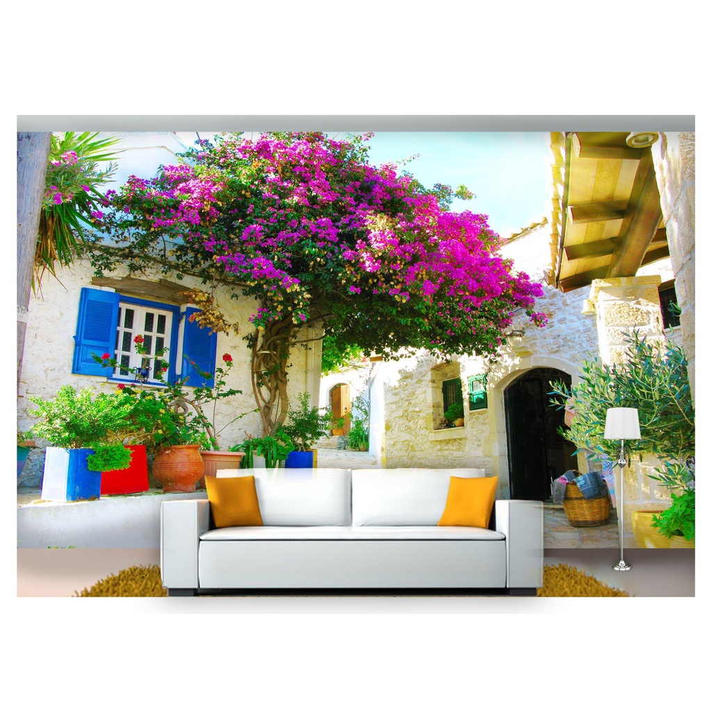 papel de parede Cidade Antiga Flores ruas 3D 10m² CDA48