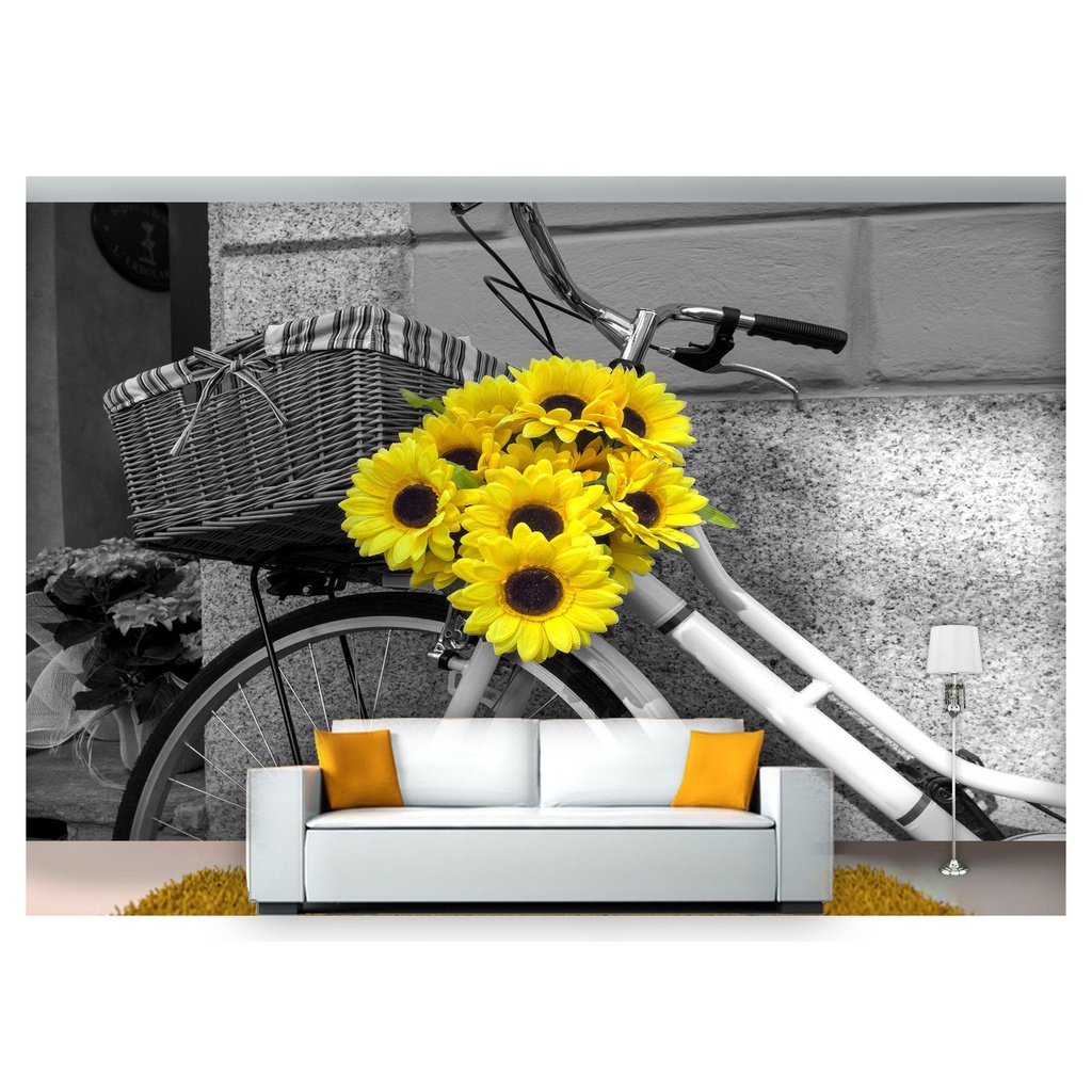 papel de parede Cidade Antiga bicicleta flores 6m² CDA07