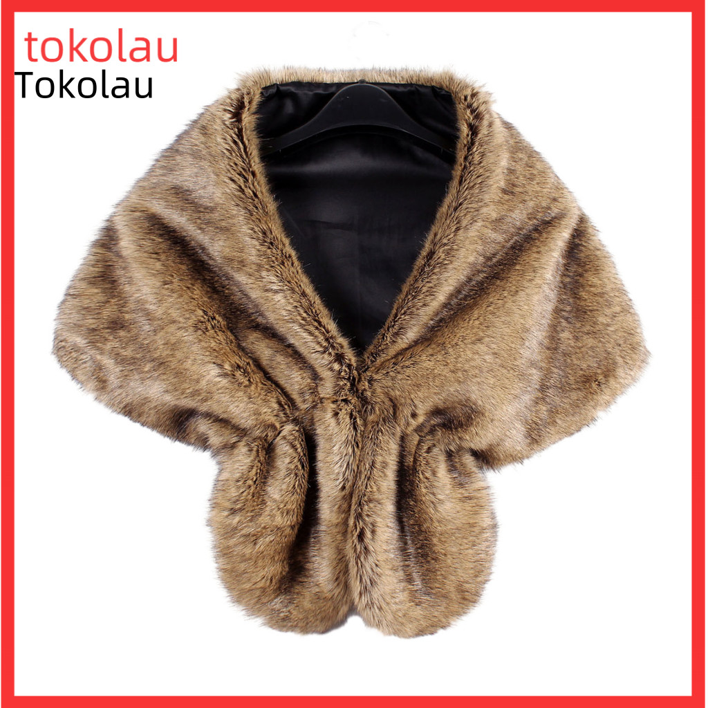 Warm Women Shawl Coat Solid Color Thermal Women’s Autumn Winter Faux Fur Thick Cape Coldproof Wrap for Formal Party an