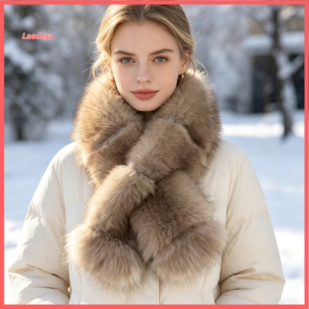 Unisex Winter Scarf Thermal Neck Warmer Women’s Plush Faux Fur Collar – Warm Fluffy for Fashionable Soft Wrap Perfec