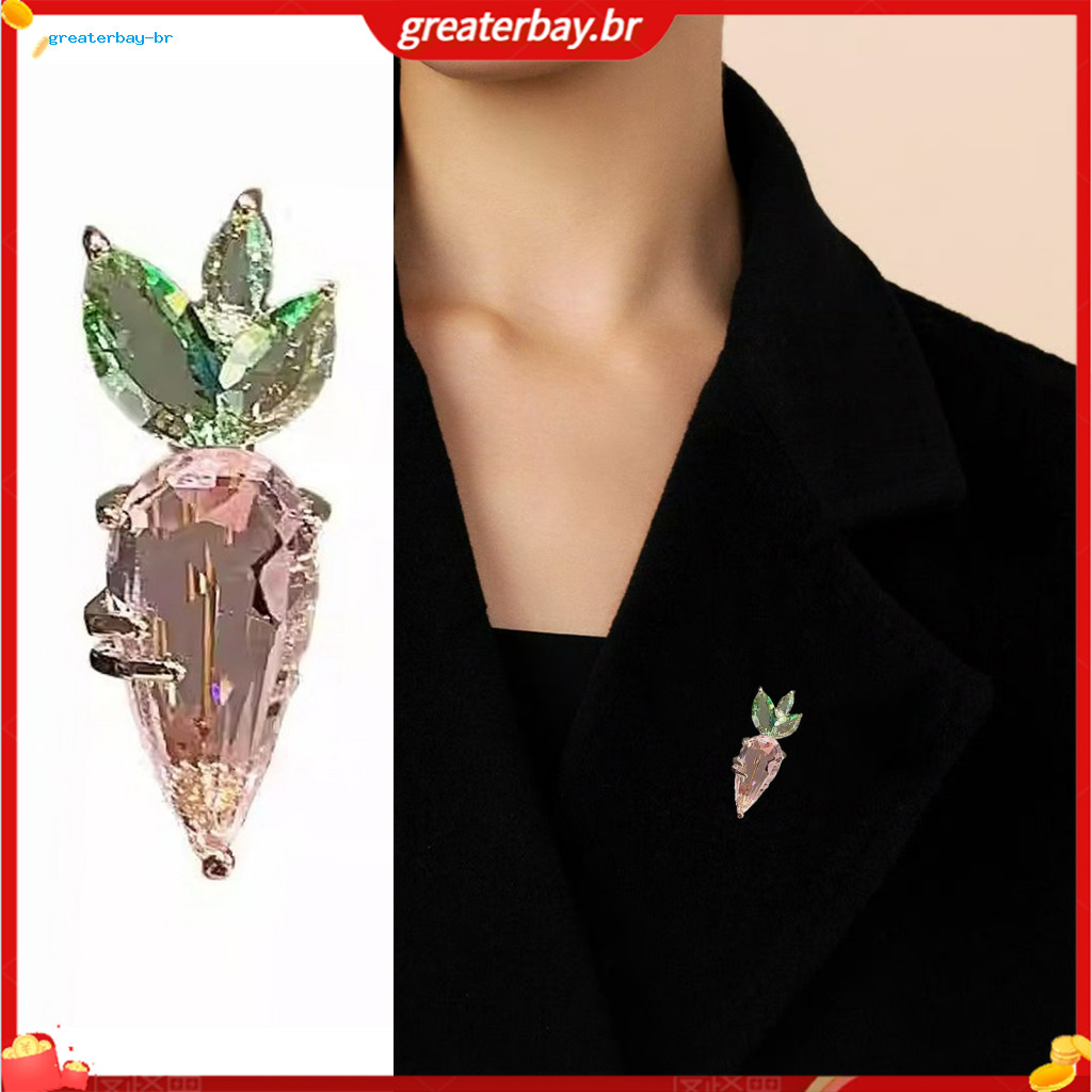 Women’s Sparkling Carrot Brooch Pin – High-gloss Faux Inlay Non-slip Lapel for Scarves Shawls Bags and Badges Elegan
