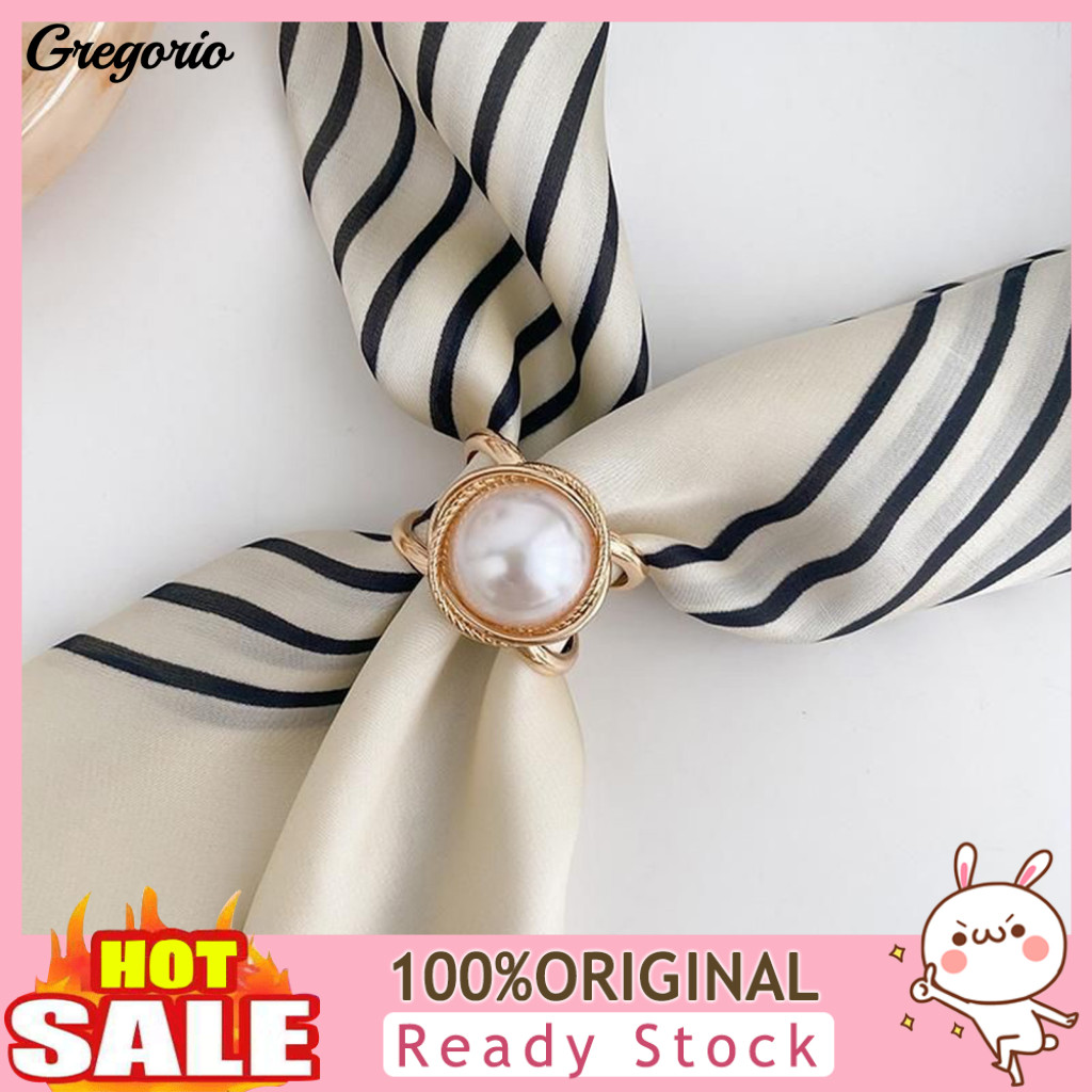 Silk Scarf Clip Jewelry Elegant Faux Pearl Ring – Slide Buckle for Women’s Shawl Neckerchief Shirt Accessory Stylish
