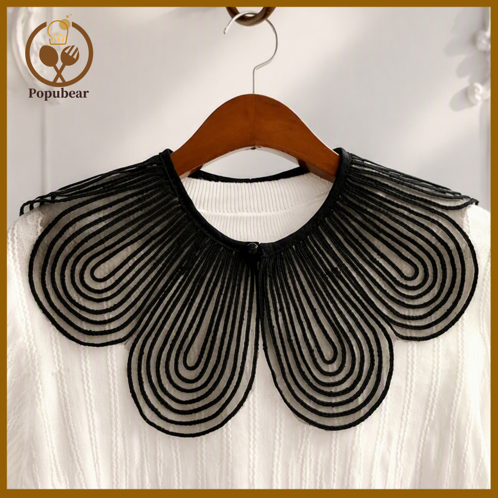 Detachable Collar for Women Fake for Shirts Elegant Embroidery Petals Faux for – Breathable Small Shawl Wrap for Wear
