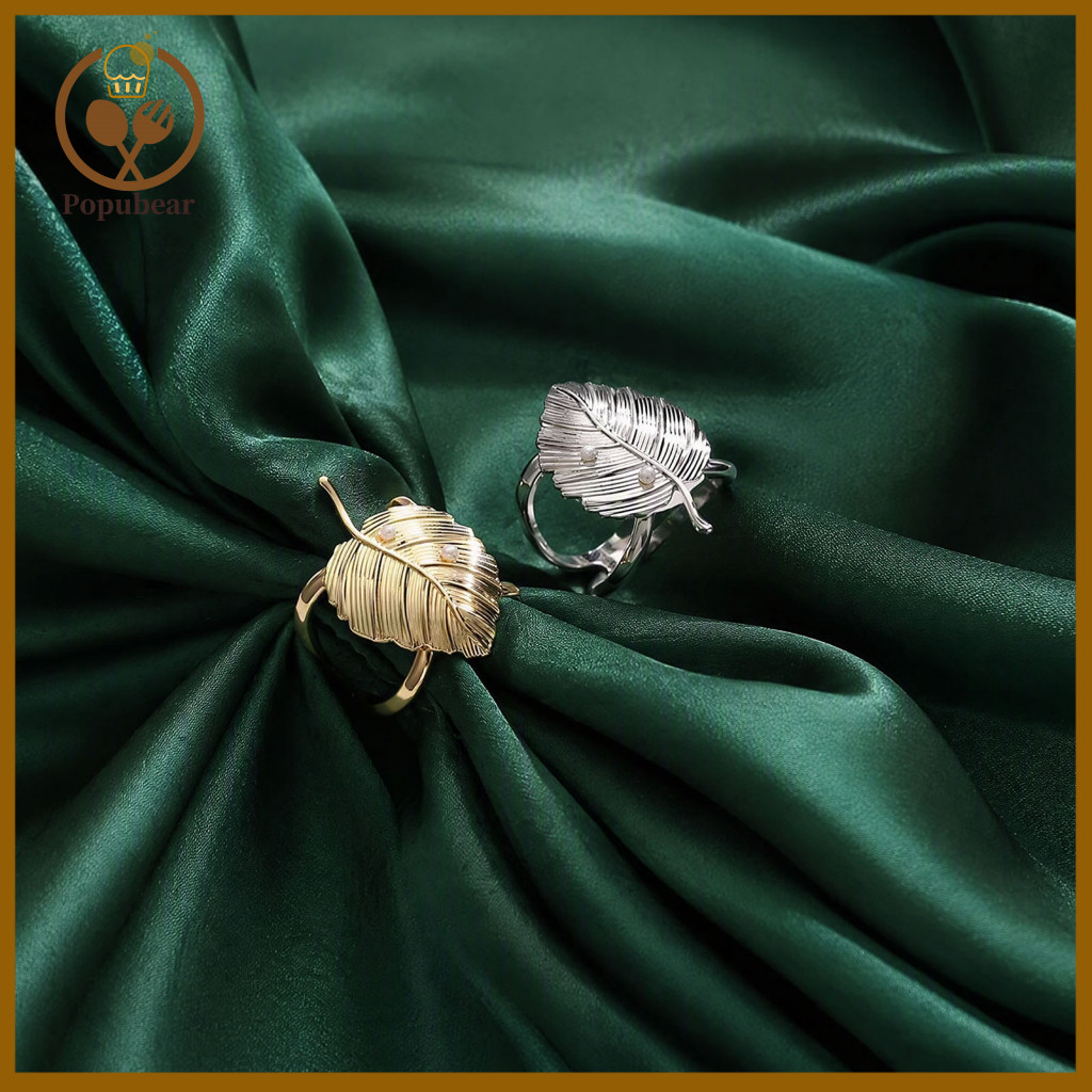 Scarf Ring Clip Decorative Clasp Elegant Metal Leaf Buckle with Faux Pearls – Women’s Shawl Bandana and T-shirt Tie