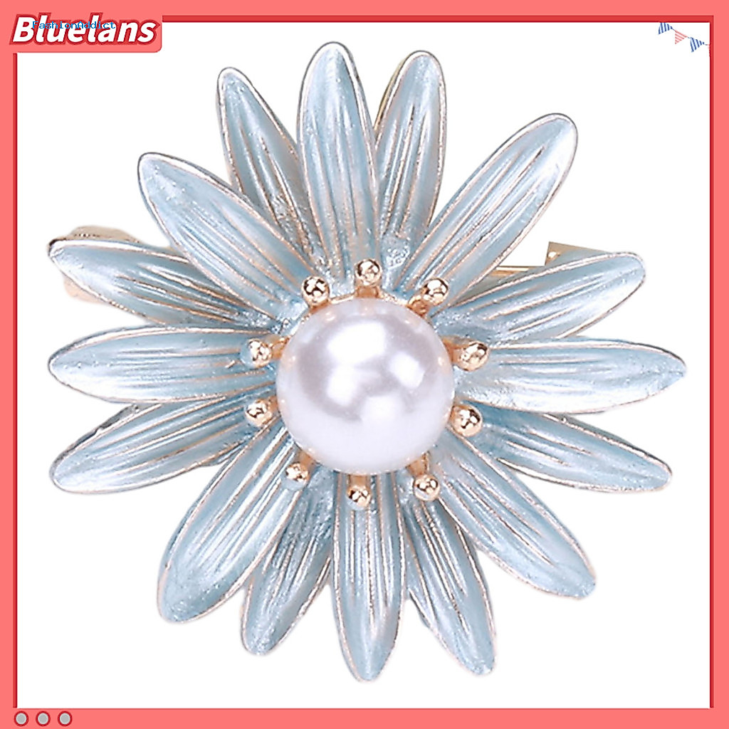 Women Brooch Pin Faux Pearl Decor Lapel Elegant Flower for – Enamel Shawl Cardigan Coat Badge Simple Stylish Jewelry f