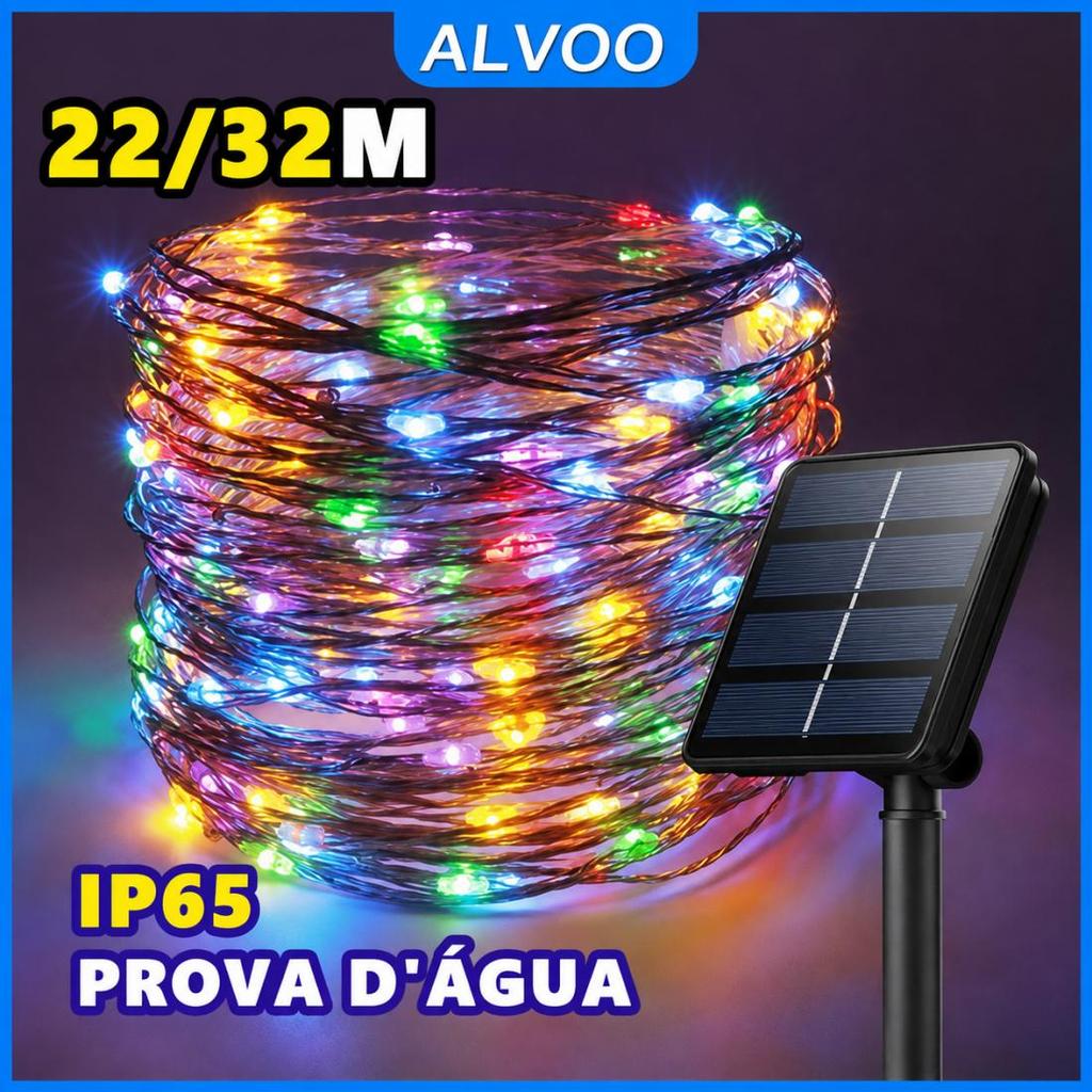 22m/32m solar string fairy lights waterproof 8 modes for garden tree christmas raya decor christmas
