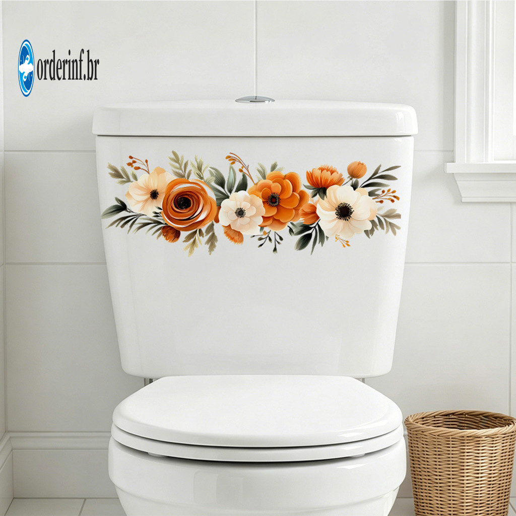 Toilet Sticker Self-adhesive Decal Waterproof Floral Seat Lid Bathroom Wall Diy Decor for Cistern Easy for Southeast