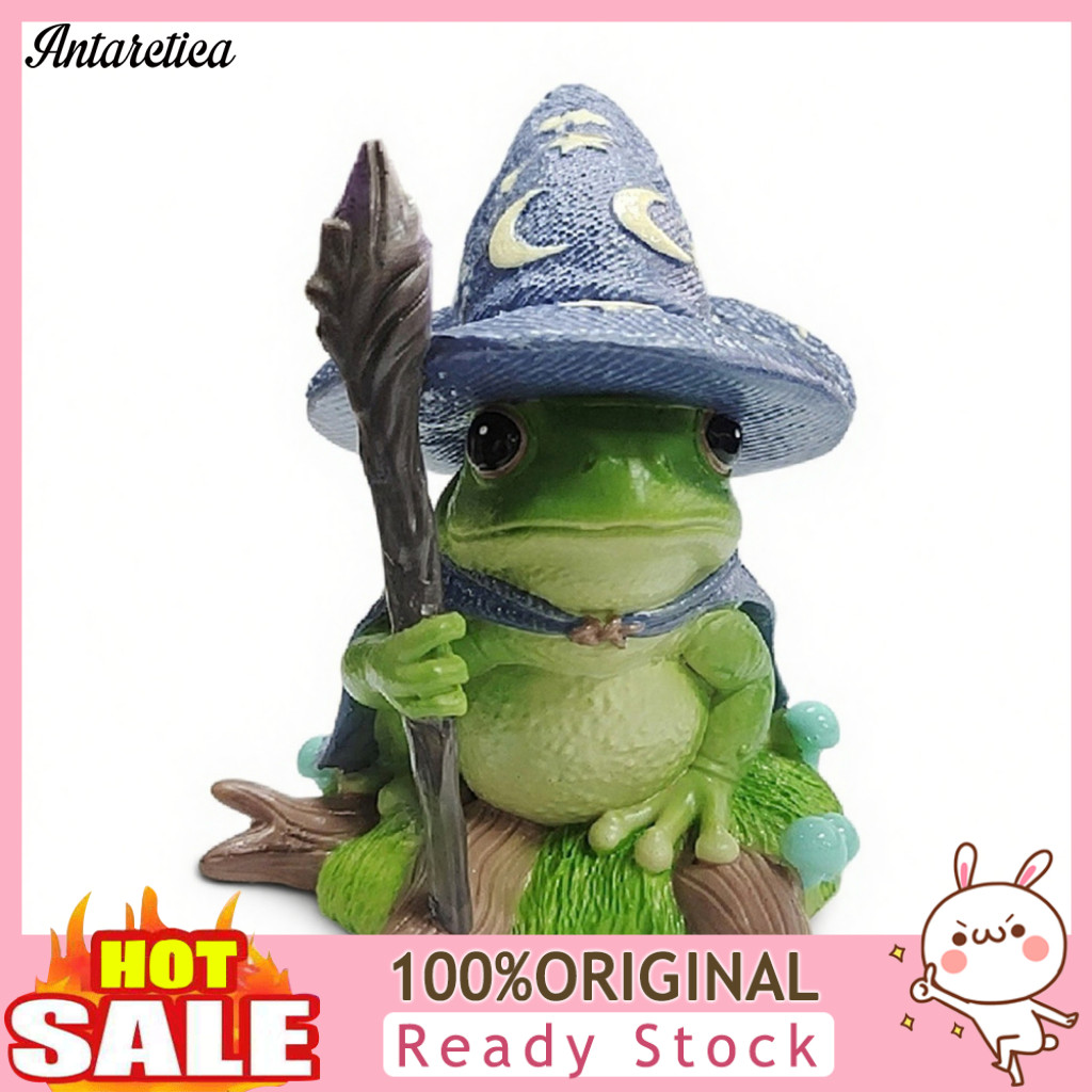 Waterproof Micro Landscape Statue Hand Painted Fantasy Home Decor Witch Frog Resin Figurine Magic Miniature for Hallowee
