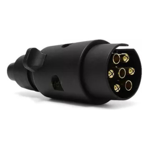 Tomada Macho Carreta Carretinha Reboque Engate 6 Pinos Preto