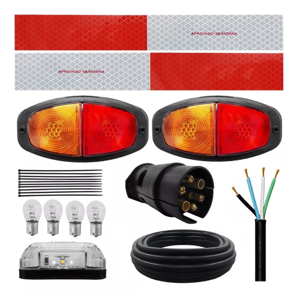 Kit Eletrico Instalação Lanterna Carretinha Carreta Reboque Completo 7 metros