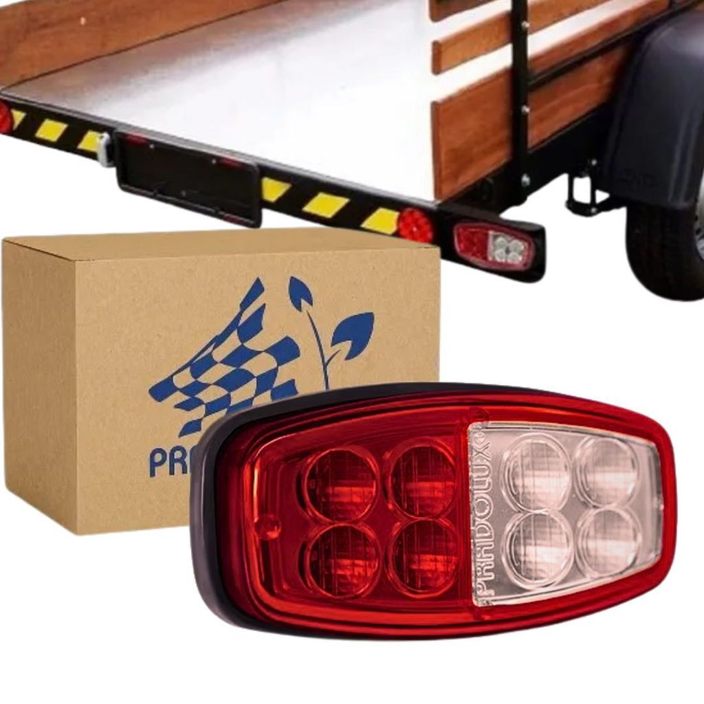 LANTERNA CARRETA REBOQUE CARRETINHA UNIVERSAL BLINDADA 8 LEDS LATERAL BIVOLT 4 FUNCOES PRADOLUX
