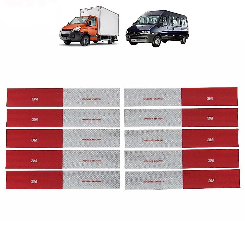 Kit 20 Unid Faixa 3M Refletiva Lateral Caminhão Carreta Van Carretinha Baú Onibus Reboque  Adesivo
