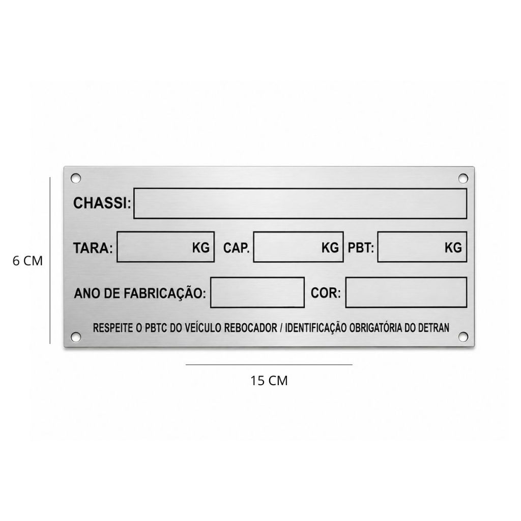 Plaqueta Chassi Universal Reboque Carretinhas Trailers Dados Identificação 1 Eixo 2 Eixos Reposição