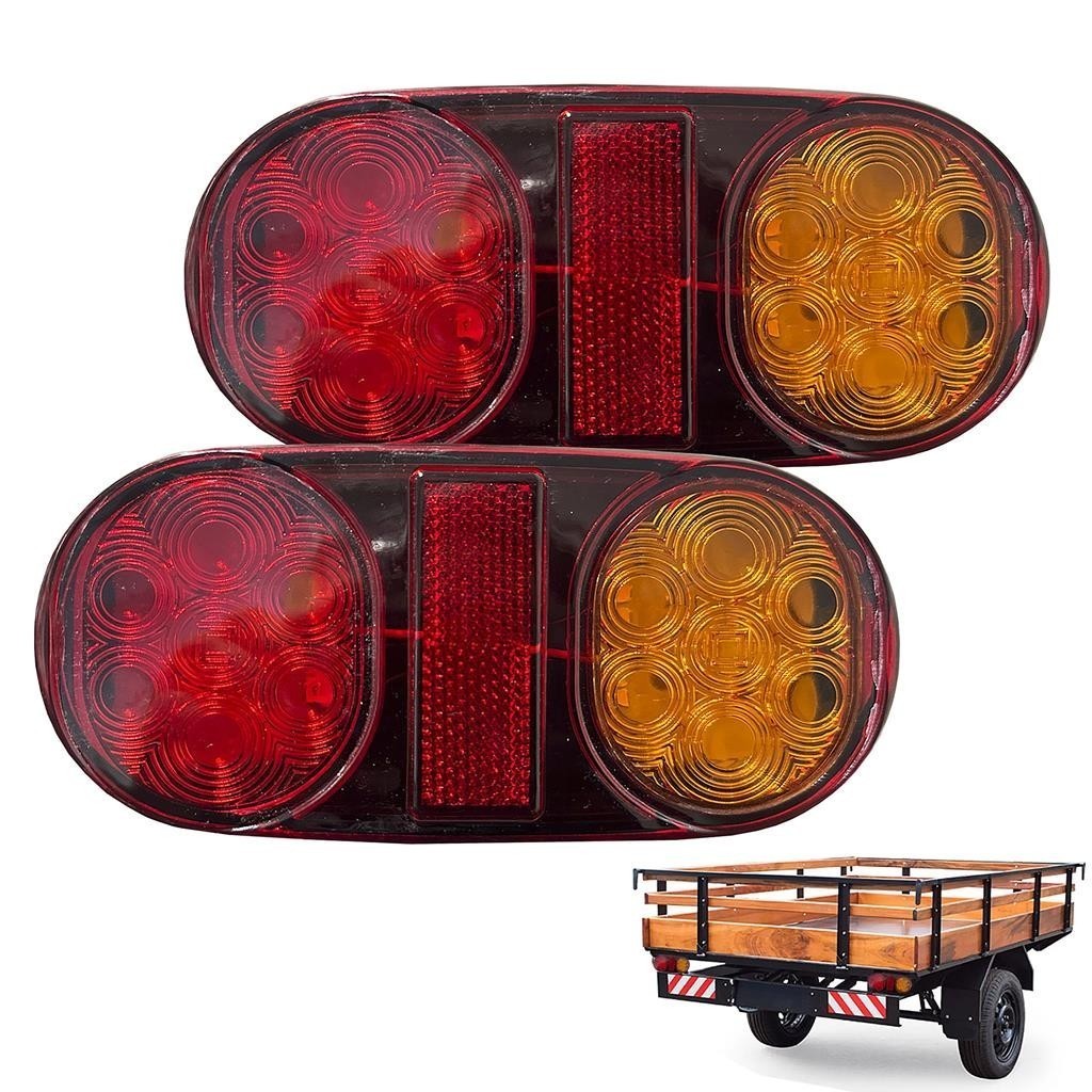 Par Lanterna Sinaleira Led Traseira Reboque Carreta Caminhao Carretinha Seta Freio Universal