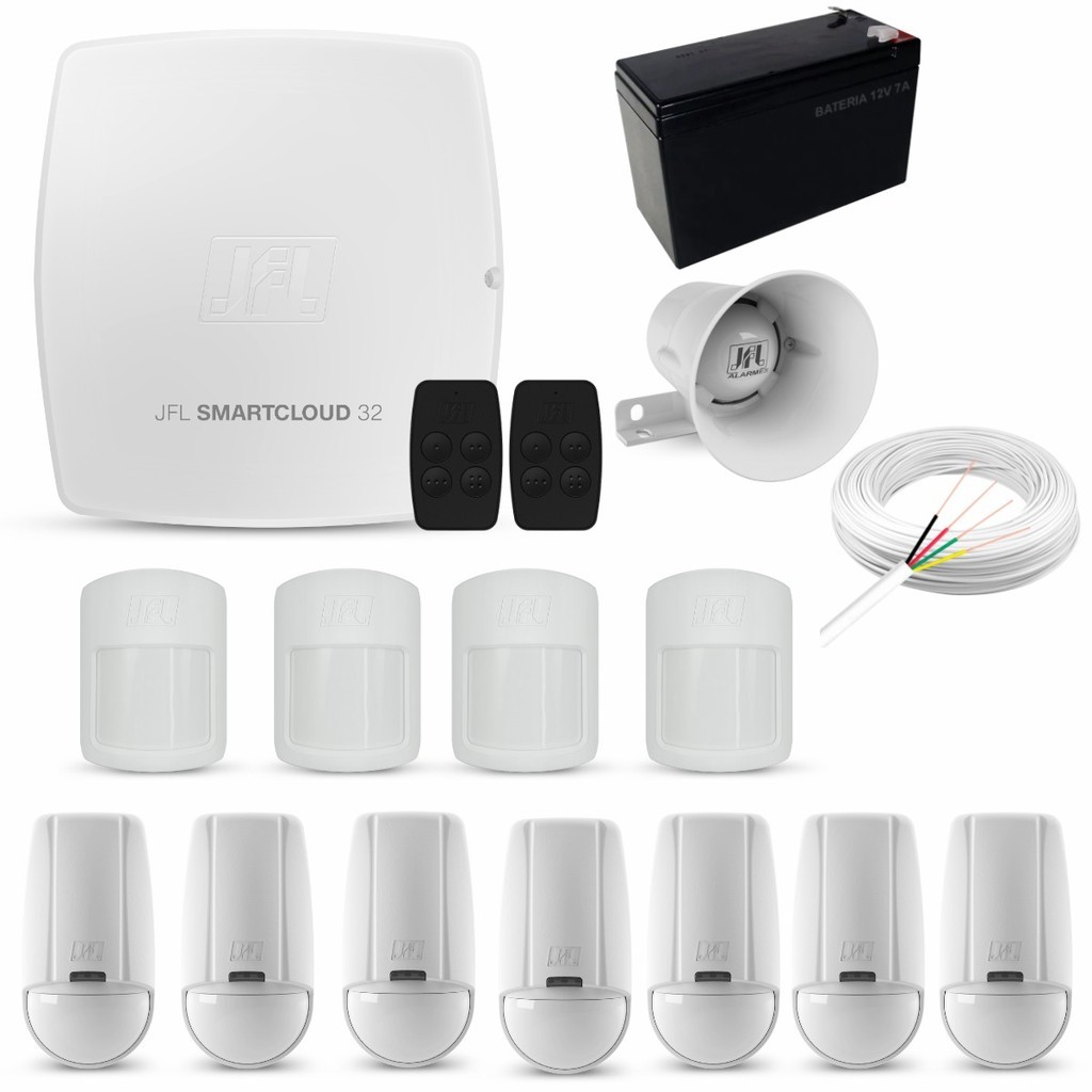 KIT ALARME JFL SMARTCLOUD 32 WIFI 7 IR S FIO 4 IR C FIO