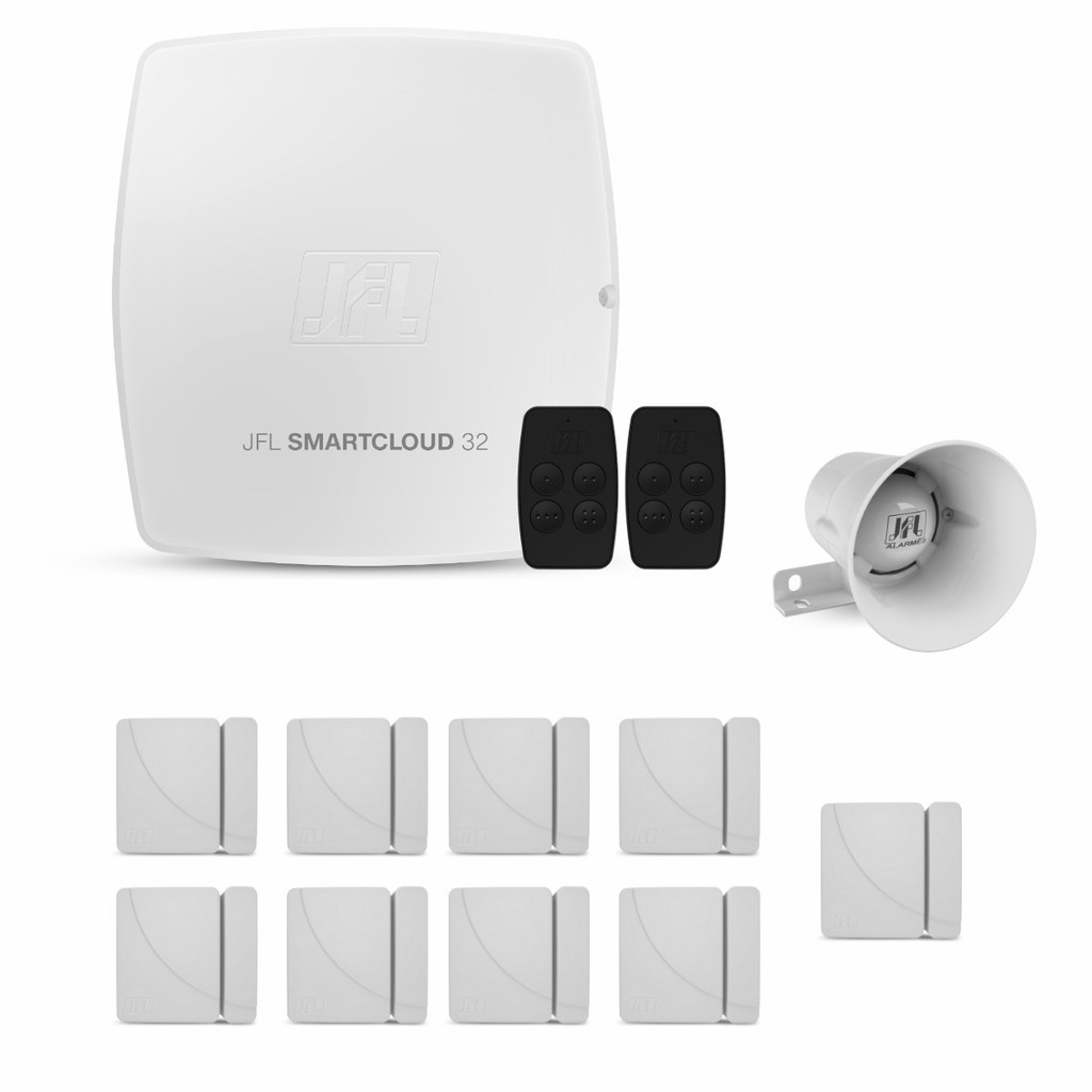 KIT ALARME WIFI JFL SMARTCLOUD 32 COM 9 SENSORES SHC FIT SEM FIO